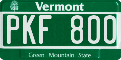 VT license plate PKF800