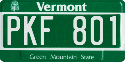 VT license plate PKF801