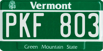 VT license plate PKF803