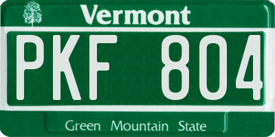 VT license plate PKF804