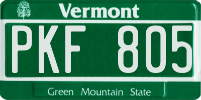 VT license plate PKF805