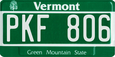 VT license plate PKF806