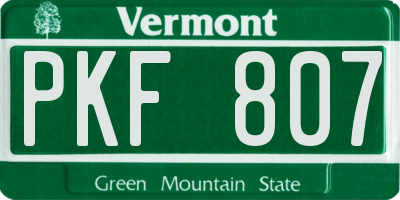 VT license plate PKF807
