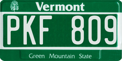 VT license plate PKF809