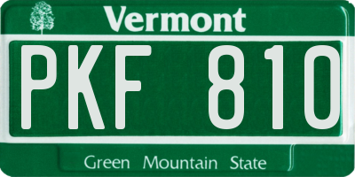 VT license plate PKF810