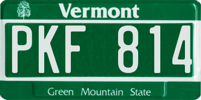 VT license plate PKF814