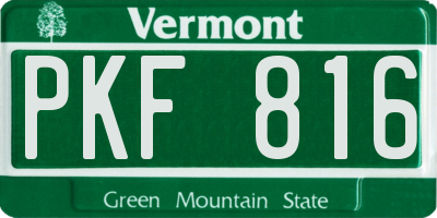 VT license plate PKF816