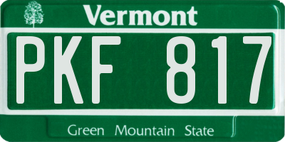 VT license plate PKF817