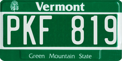 VT license plate PKF819