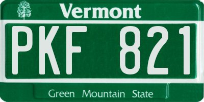 VT license plate PKF821