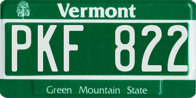 VT license plate PKF822