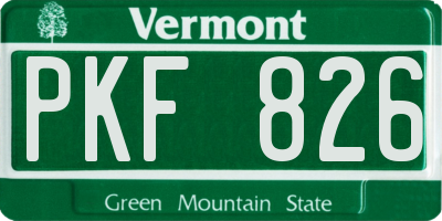 VT license plate PKF826