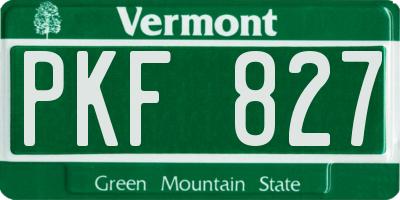 VT license plate PKF827