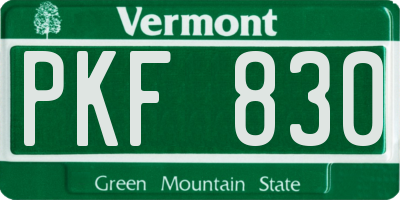 VT license plate PKF830