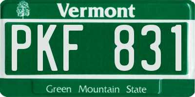 VT license plate PKF831