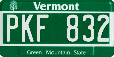 VT license plate PKF832