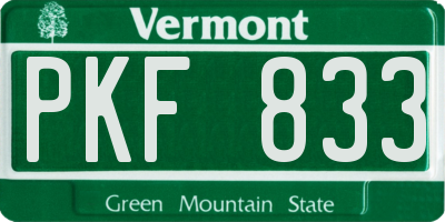 VT license plate PKF833