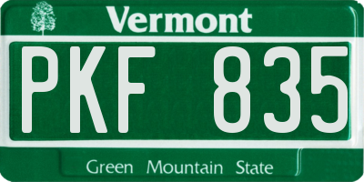 VT license plate PKF835