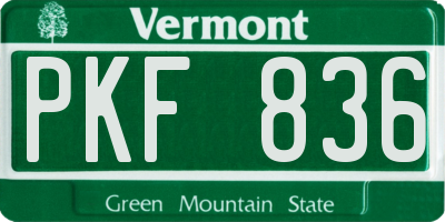 VT license plate PKF836