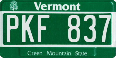 VT license plate PKF837