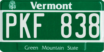VT license plate PKF838