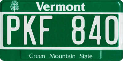 VT license plate PKF840