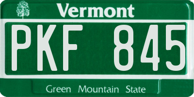 VT license plate PKF845