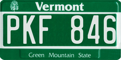 VT license plate PKF846