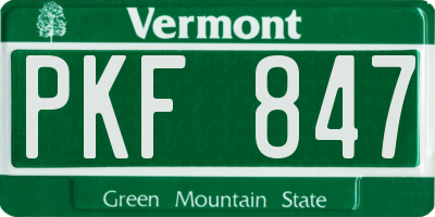 VT license plate PKF847