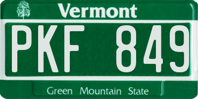 VT license plate PKF849