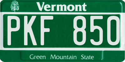 VT license plate PKF850