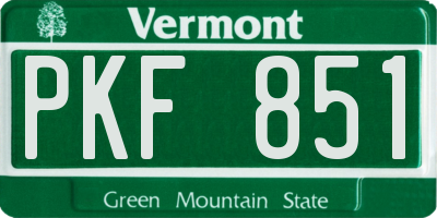 VT license plate PKF851