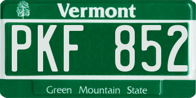 VT license plate PKF852