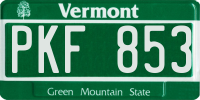 VT license plate PKF853