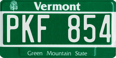 VT license plate PKF854