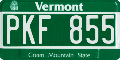 VT license plate PKF855