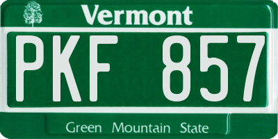 VT license plate PKF857