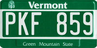 VT license plate PKF859