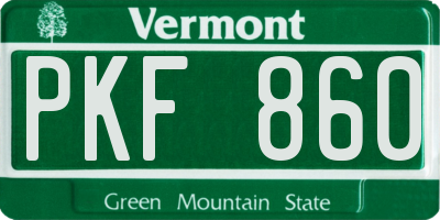 VT license plate PKF860