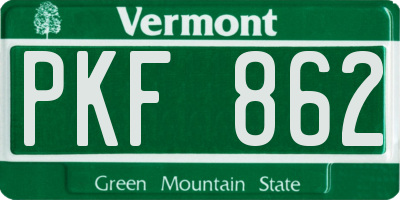 VT license plate PKF862