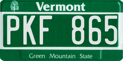 VT license plate PKF865