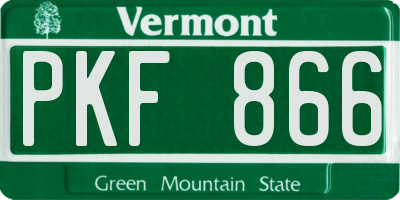 VT license plate PKF866