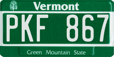 VT license plate PKF867