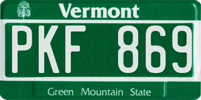 VT license plate PKF869