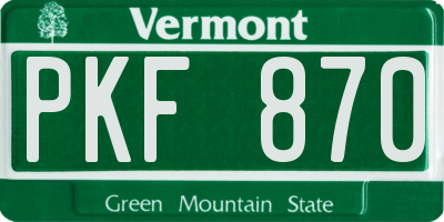 VT license plate PKF870