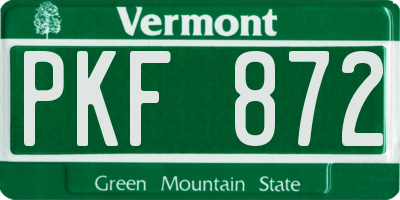 VT license plate PKF872
