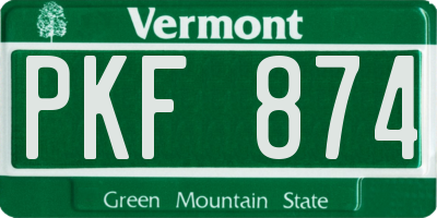 VT license plate PKF874