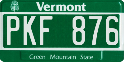 VT license plate PKF876