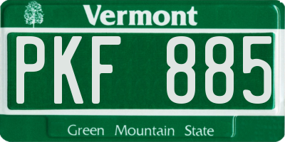 VT license plate PKF885