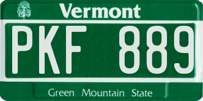 VT license plate PKF889